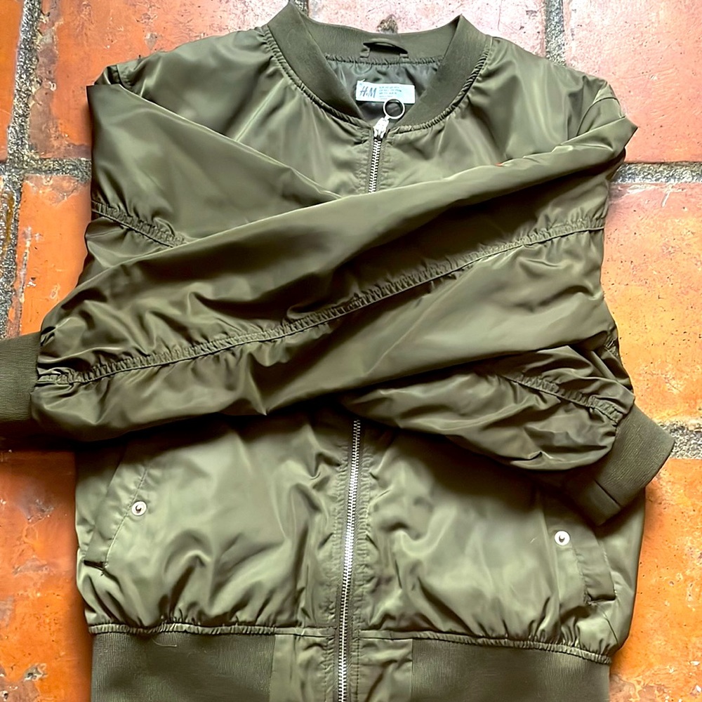 Army green bomber jacket